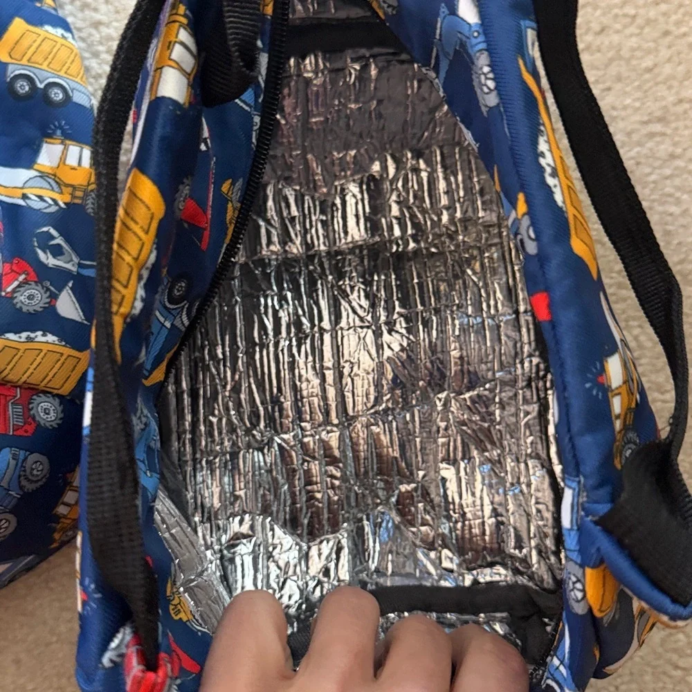 Trucks/dozer backpack and lunchbox